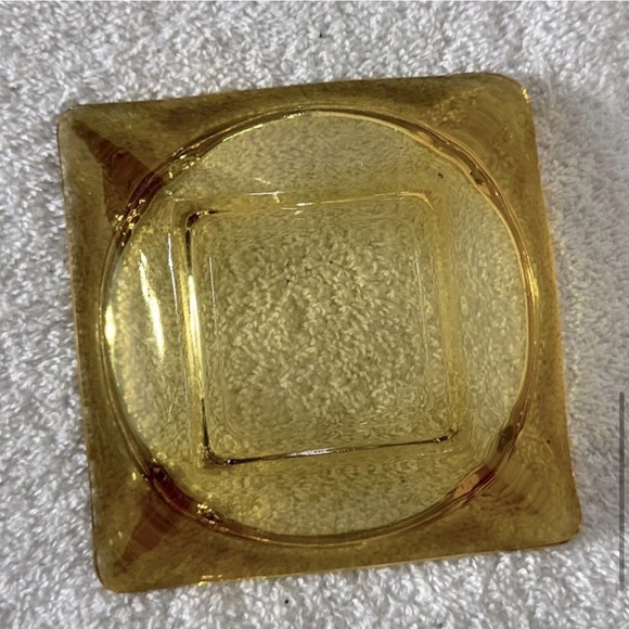Vintage Amber Glass Square Ashtray Candy Dish Trinket Dish - Picture 8 of 10